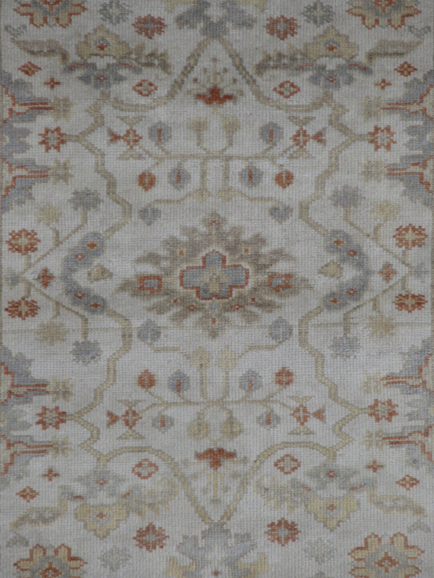 Hand-Knotted Turkish Oushak Wool Rug 5.4x3.9 ft Vintage Beige | Rust Area Rug